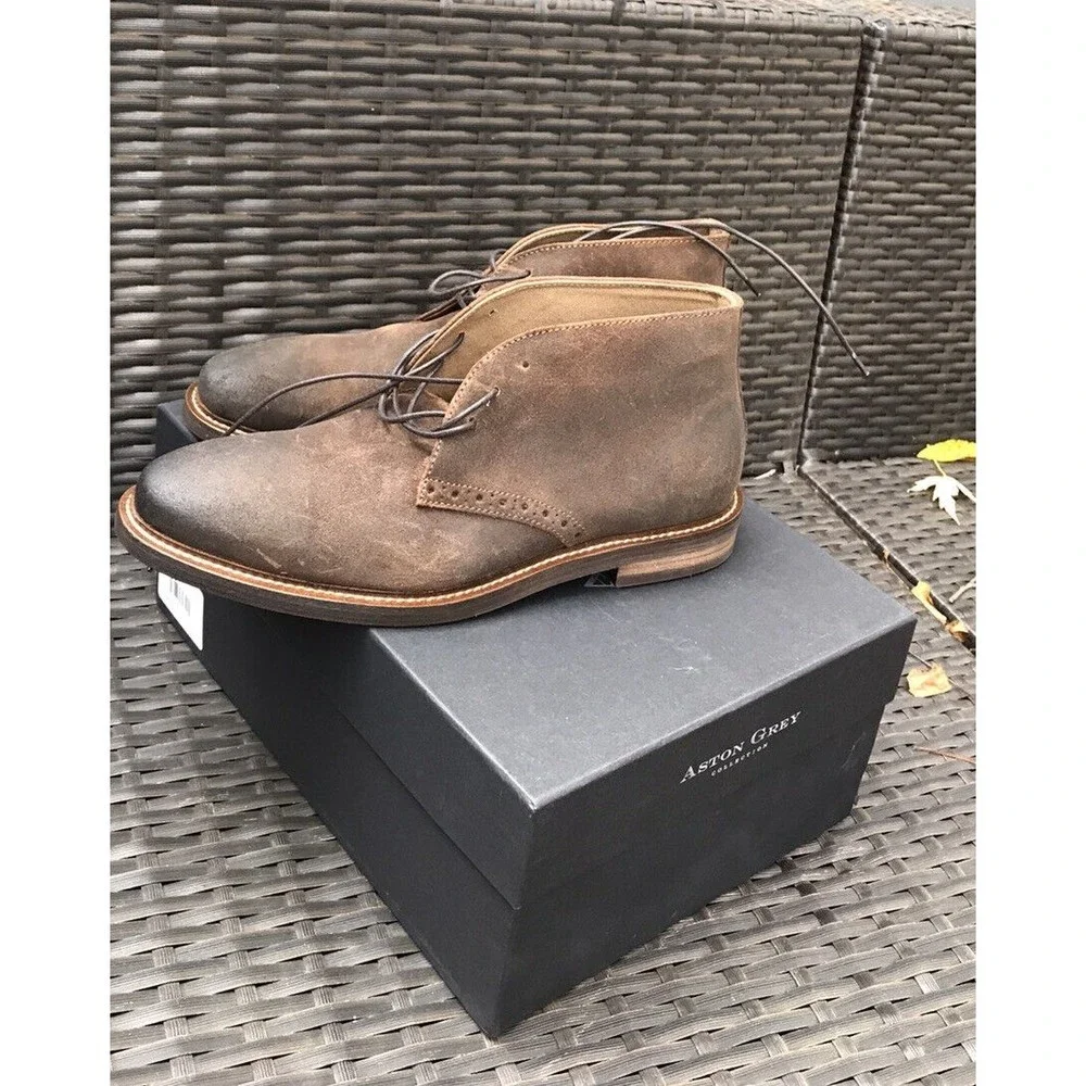 New Aston Grey Collection Legaewet Rust Boots Men 8 Leather Waxed Suede Rts:$199